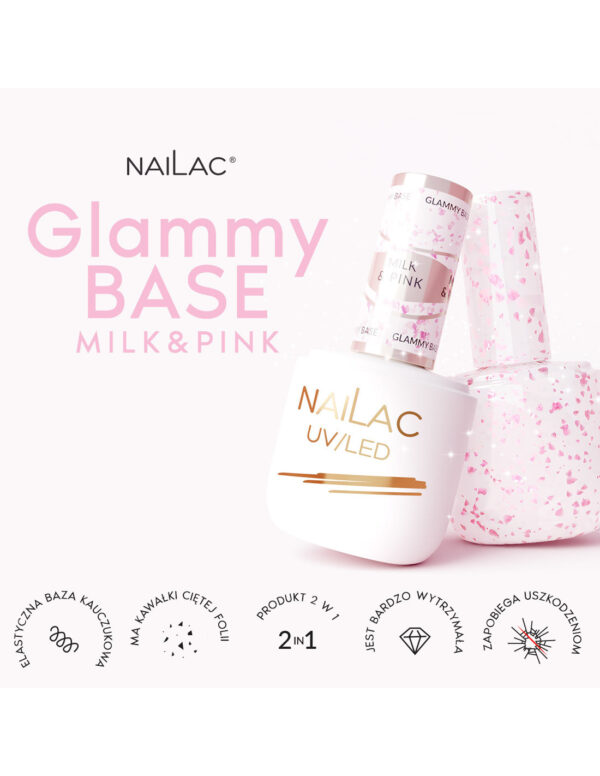 NAILAC Hybryda BAZA Glammy MILK & PINK 7ml