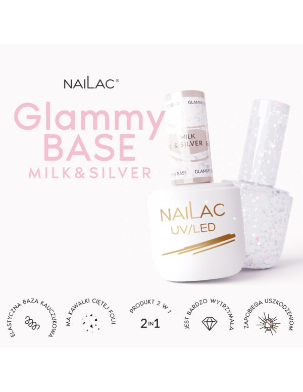 NAILAC Hybryda BAZA Glammy MILK & SILVER 7ml