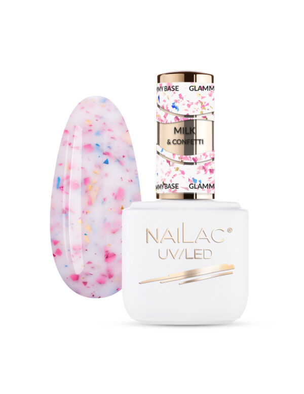 NAILAC Hybryda BAZA Glammy MILK & CONFETTI 7ml