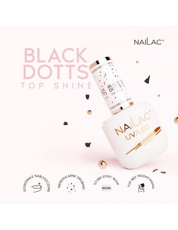 NAILAC Hybryda TOP BLACK DOTTS SHINE NW 7ml.