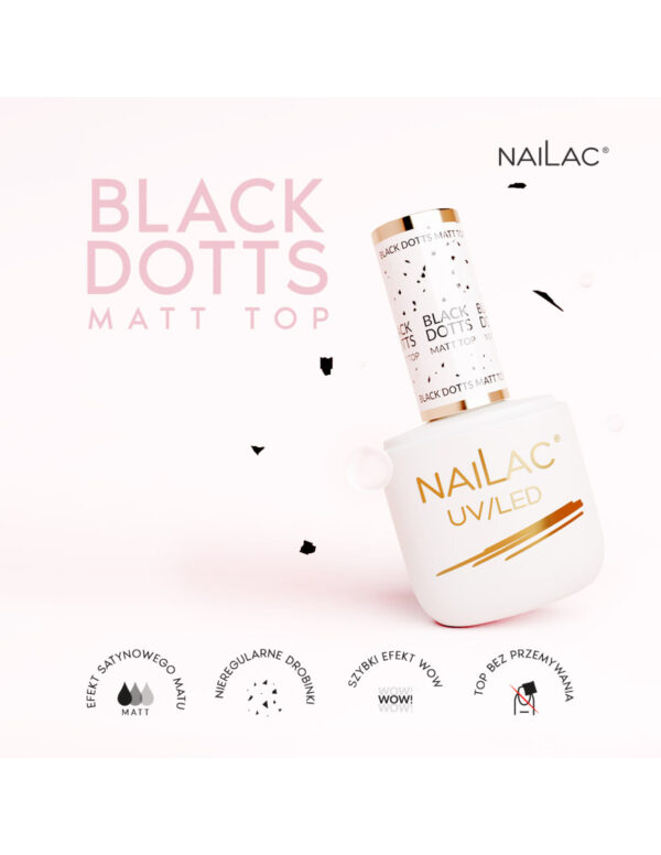 NAILAC Hybryda TOP BLACK DOTTS MATT NW 7ml.