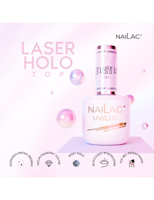 NAILAC Hybryda TOP HOLO LASER NO WIPE 7ml.