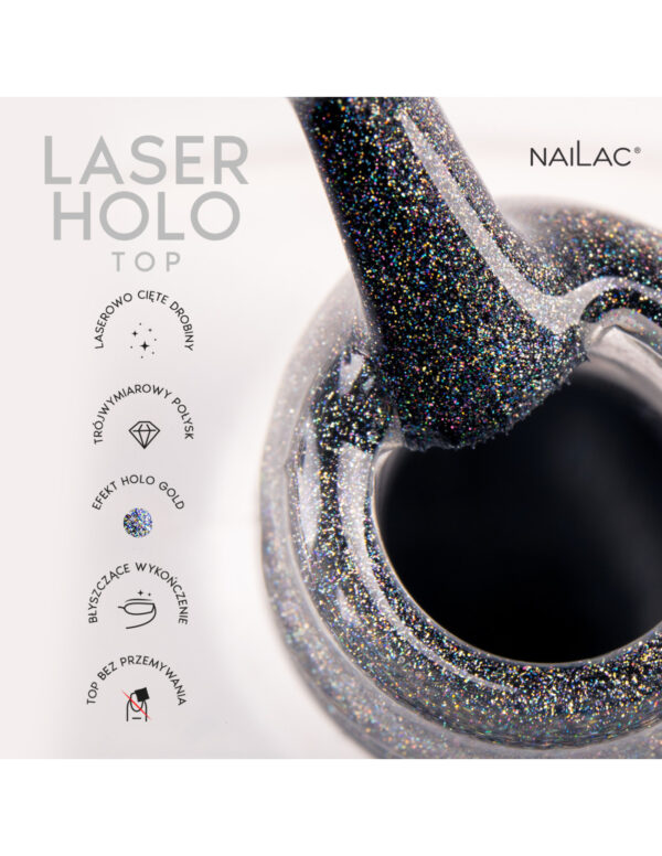 NAILAC Hybryda TOP HOLO LASER NO WIPE 7ml.