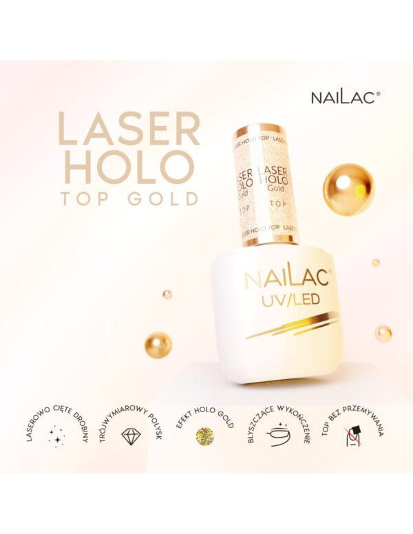 NAILAC Hybryda TOP HOLO LASER NW 7ml GOLD