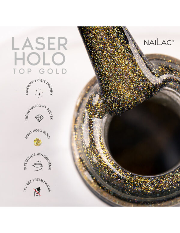 NAILAC Hybryda TOP HOLO LASER NW 7ml GOLD