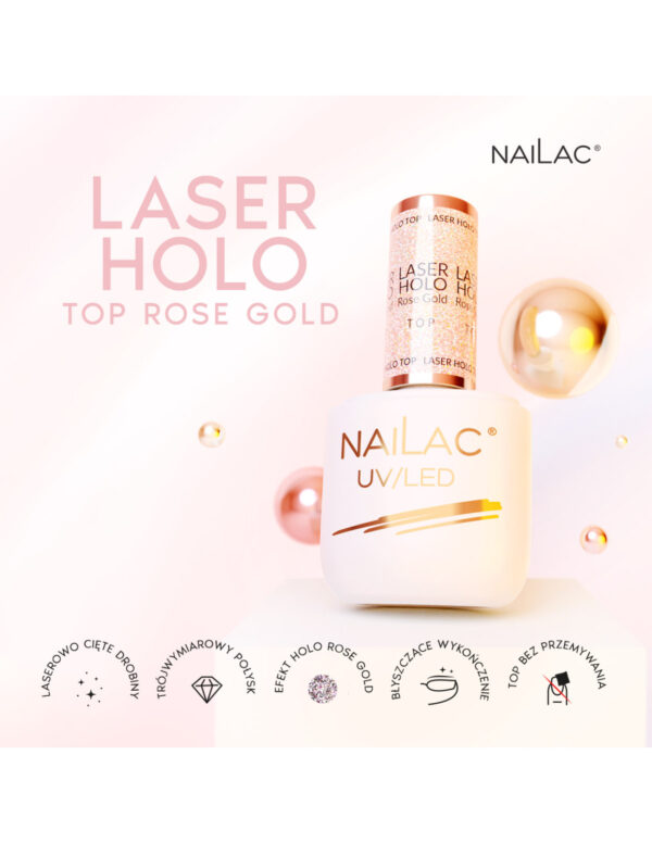 NAILAC Hybryda TOP HOLO LASER NW 7ml ROSE GOLD