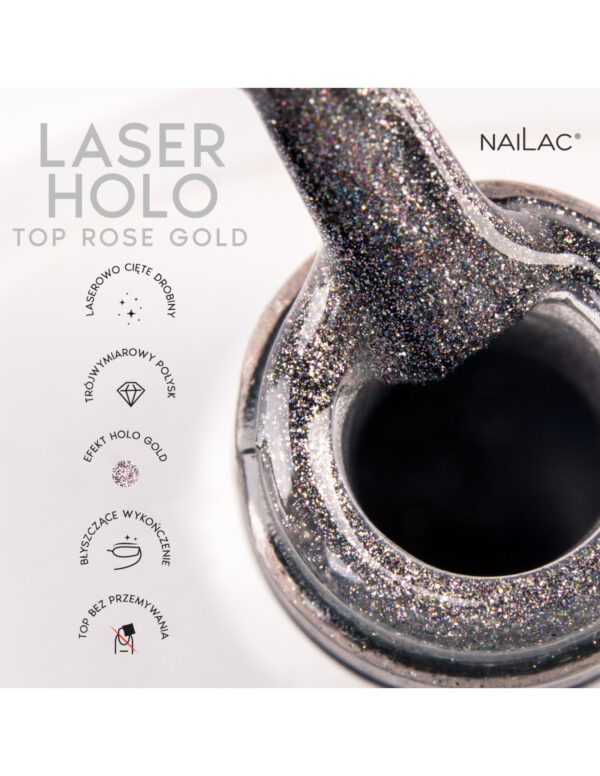 NAILAC Hybryda TOP HOLO LASER NW 7ml ROSE GOLD