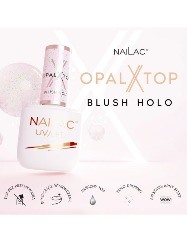 NAILAC Hybryda TOP OPALX 7ml BLUSH HOLO