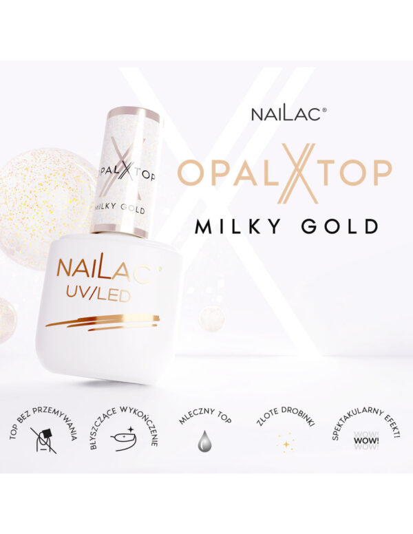 NAILAC Hybryda TOP OPALX 7ml MILKY GOLD