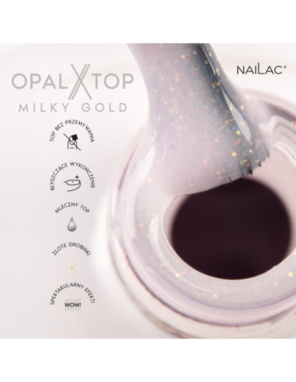 NAILAC Hybryda TOP OPALX 7ml MILKY GOLD