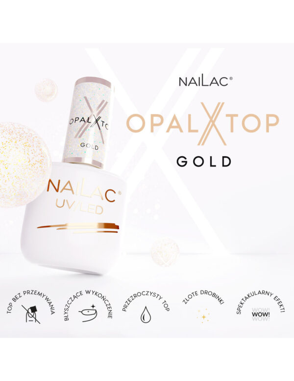 NAILAC Hybryda TOP OPALX 7ml GOLD