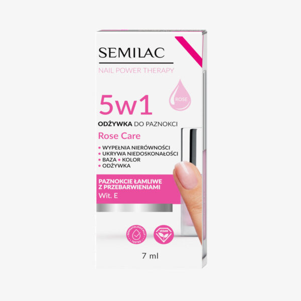 SEMILAC Odżywka do paznokci 5w1 7ml ROSE CARE